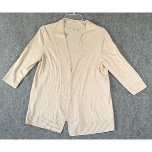 Talbots Women's Open Front Cardigan Sweater Small‎ Beige 3/4 Sleeves